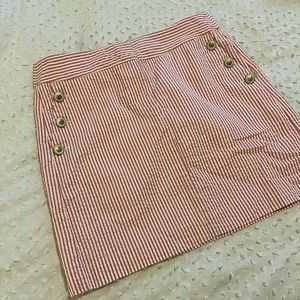 Pink & White LOFT Seersucker Skirt